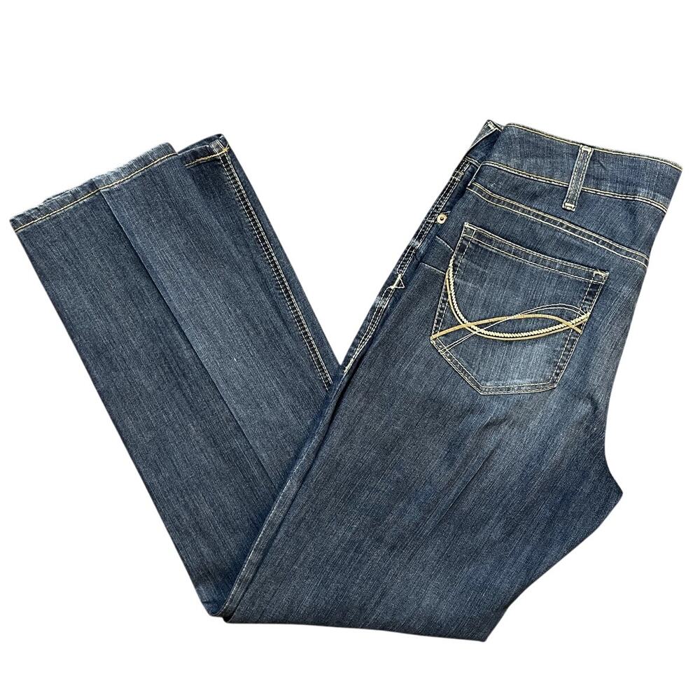 Ariat Jeans Womens 32R Blue Real Riding Nadia Straight Western Cowgirl Denim